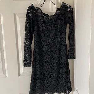 Black lace off the shoulder dress
